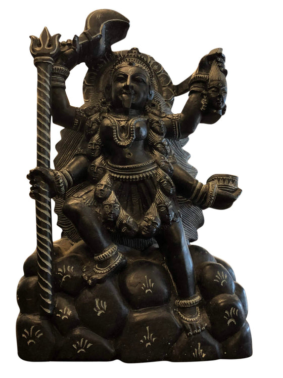 Vintage Stone Statue Maa Kali Hindu Goddess Altar Deity Sculpture