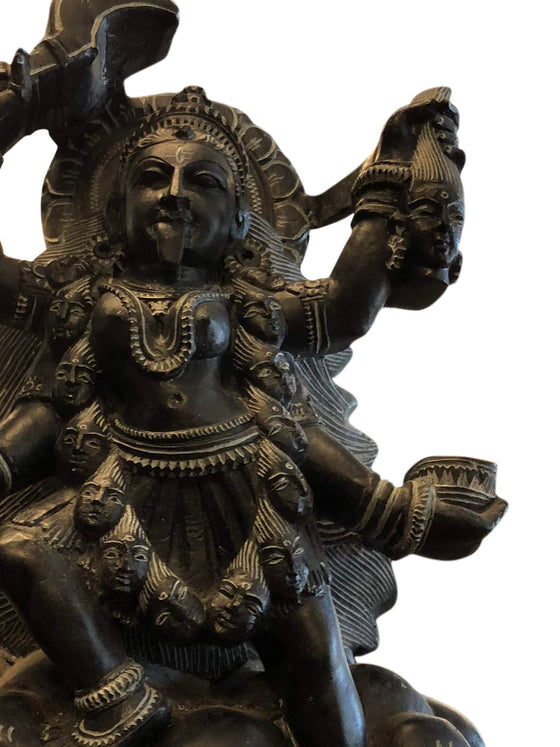 Vintage Stone Statue Maa Kali Hindu Goddess Altar Deity Sculpture