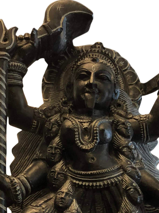 Vintage Stone Statue Maa Kali Hindu Goddess Altar Deity Sculpture