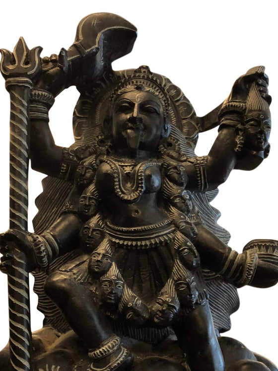 Vintage Stone Statue Maa Kali Hindu Goddess Altar Deity Sculpture