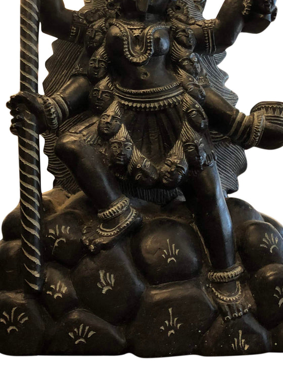 Vintage Stone Statue Maa Kali Hindu Goddess Altar Deity Sculpture