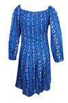 Bohemian Dresses Gypsy Chic Blue Printed Fit Flare ML