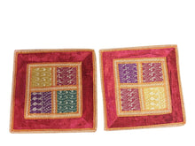  2 Red Pillow Sham Embroidered Patchwork Throw Cushion Covers