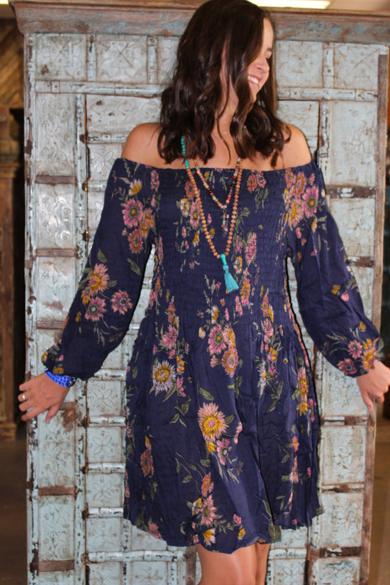 Bohemian Dresses oFF Shoulder Printed Fit Flare ML