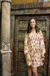 Bohemian Gypsy Dress Printed Blue Loose Dresses Hippy Chic L