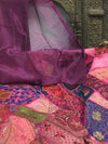 Pair of Sheer Purple Window Curtains, Gold Tabs, Bed Canopy Curtains