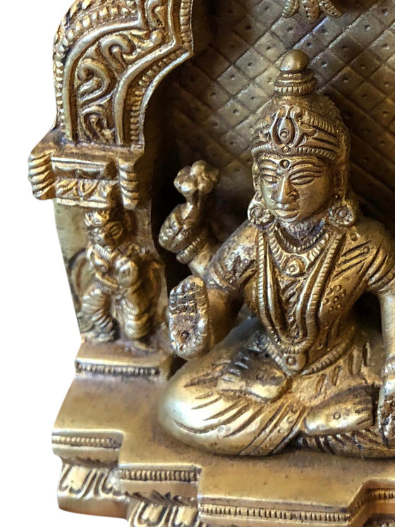 Hand Carved Brass Statue Home Altar Goddess Lakshmi in Blessing Pose
