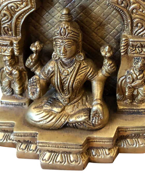 Hand Carved Brass Statue Home Altar Goddess Lakshmi in Blessing Pose