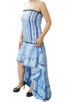 Boho Gypsy Maxi Dress Swirling Hi Low Dresses Blue M/L