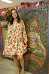 Bohemian Gypsy Dress Printed Blue Loose Dresses Hippy Chic L