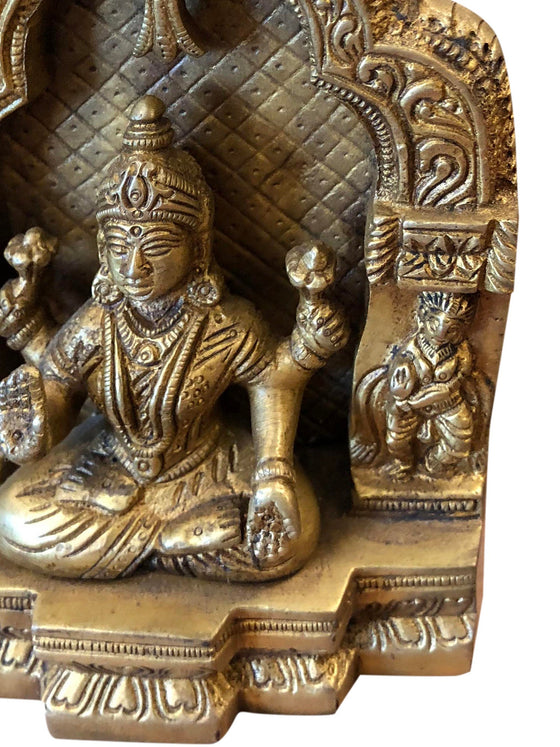 Hand Carved Brass Statue Home Altar Goddess Lakshmi in Blessing Pose