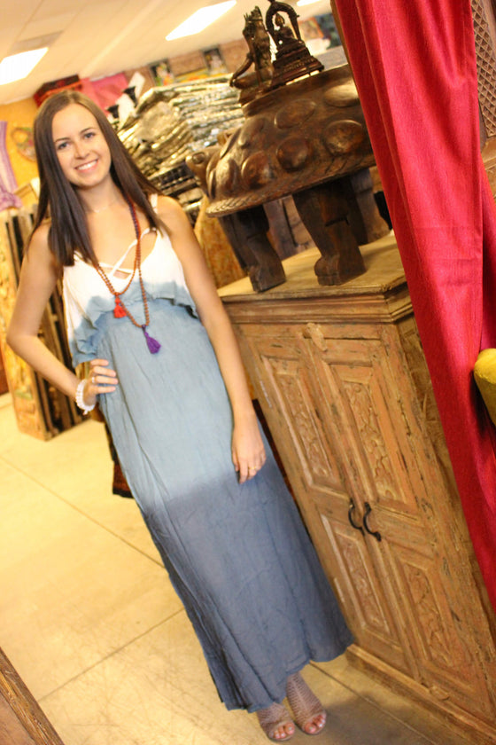 Casual Maxi Dress, Gray Tie Dye long dress, ML