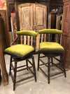 Antique Original Pair Revolving British Colonial Bar Stools, Farmhouse