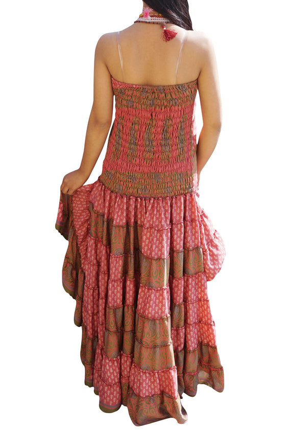 Bohemian goddess maxi dress, Strapless Fishtail Dress, Pink, M/L