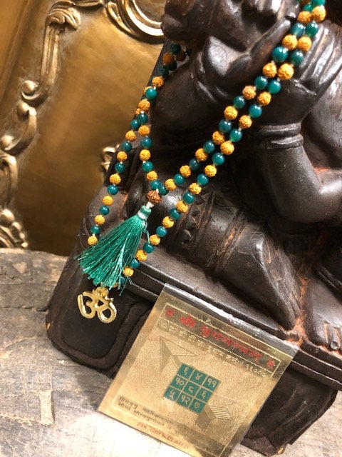 Mercury Altar Heart Chakra Prayer beads Rudraksha Mala With Yantra