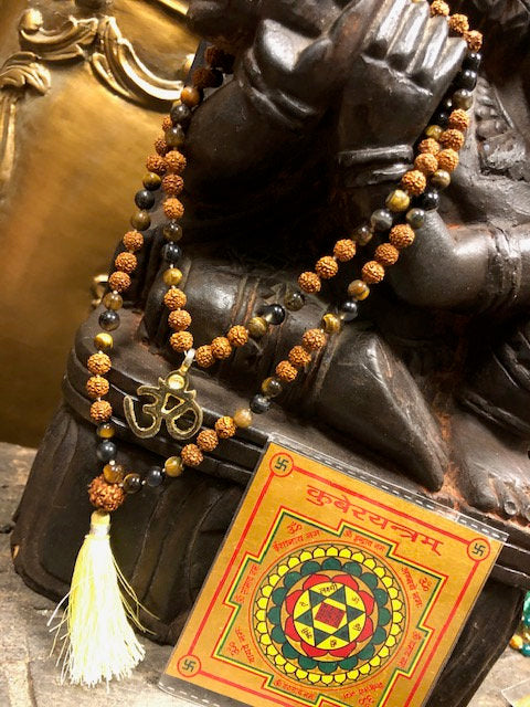 Rudraksha Tiger eye combination mala for Power and Confidence,With