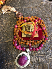  Pink Jade Meditation Mala Beads Rudraksha Prayer Healing Beads