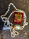Shri Laxmi Pedant With Yoga Necklace White Pearls Beads