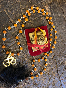  Yoga Prayer Mala ,CRYSTAL quartz Rudraksha Energies Spiritual Necklace