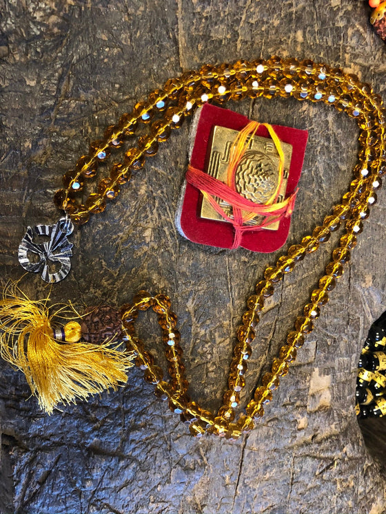 Yellow Crystal Mala Prayer Beads, Healing Meditation Mala, Bring