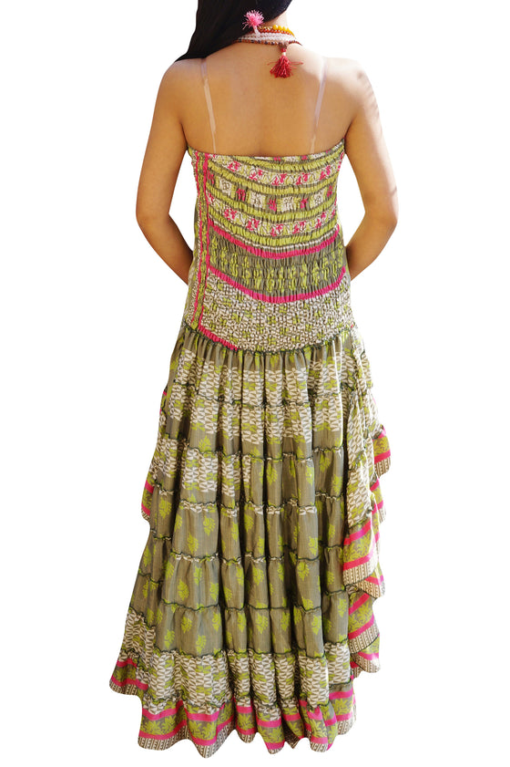 Gypsy Hi Low Dress Retro Vintage 70s Recycled M/L