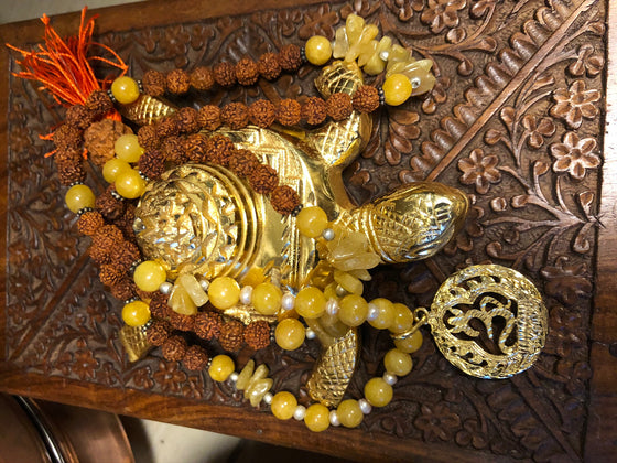 Sri Yantra Altar Yoga mala Yellow Jade Mala Beads