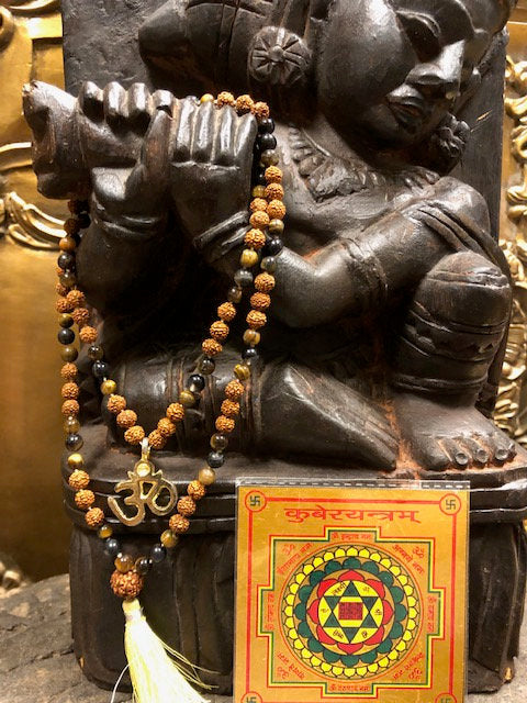 Rudraksha Tiger eye combination mala for Power and Confidence,With