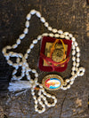 Shri Laxmi Pedant With Yoga Necklace White Pearls Beads