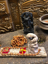 Wisdom Prosperity Altar, Ganesha Carved Stone Statue, Rudraksha Mala