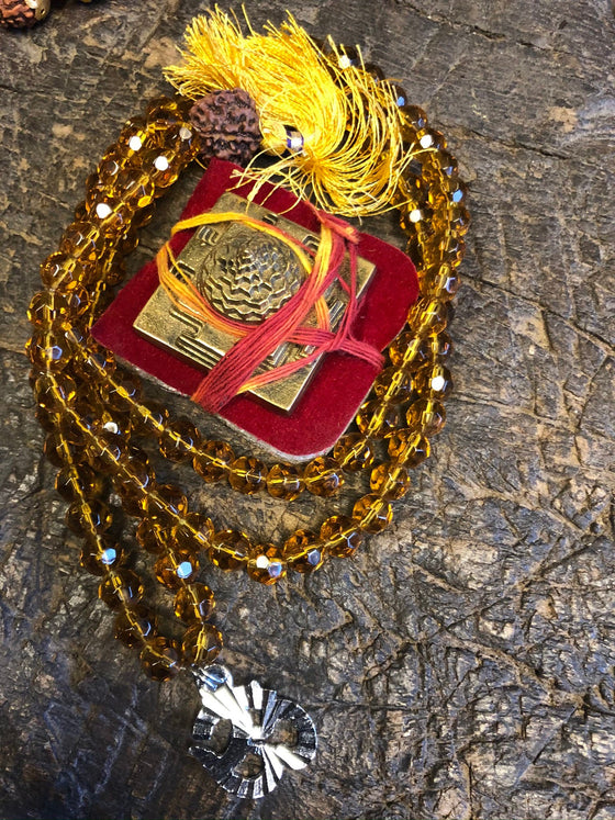 Yellow Crystal Mala Prayer Beads, Healing Meditation Mala, Bring