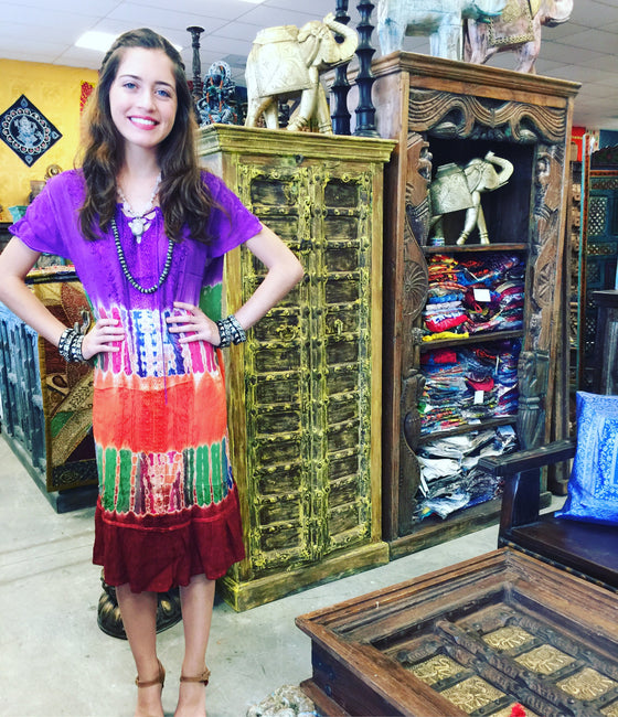 TIEDYE Summer Dress, Beach Cover Up, Tie Dye ML