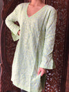Tunic Dress Mint Green Sequin Embroidered cotton Summer Kurti