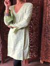 Tunic Dress Mint Green Sequin Embroidered cotton Summer Kurti