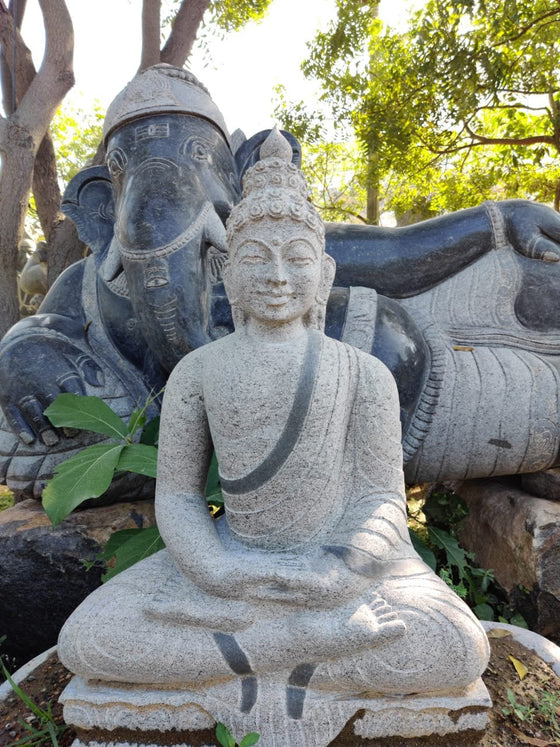 PRE ORDER-Natural Granite Stone Meditation Buddha Garden Statue, Zen Budha