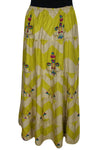 Maxi Skirt Floral Green Beige Printed Handmade Gypsy M/L
