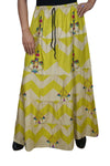 Maxi Skirt Floral Green Beige Printed Handmade Gypsy M/L