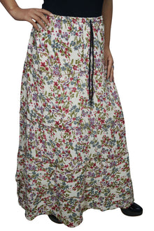  MAxi Skirt Floral Printed Summer Comfy Gypsy Hippie ML