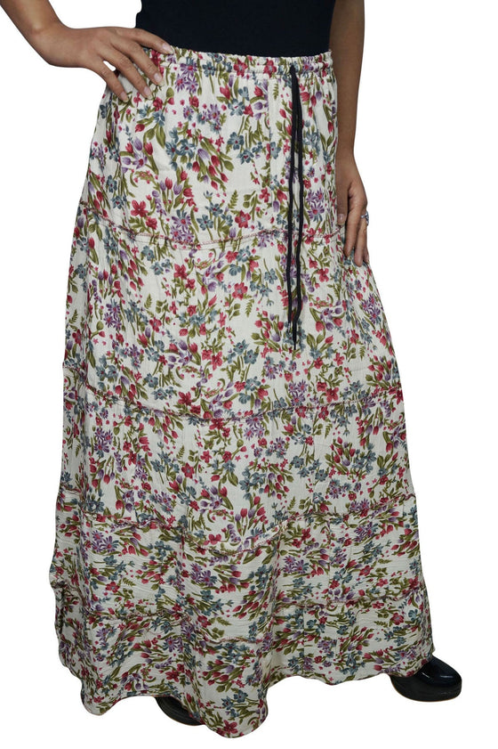MAxi Skirt Floral Printed Summer Comfy Gypsy Hippie ML