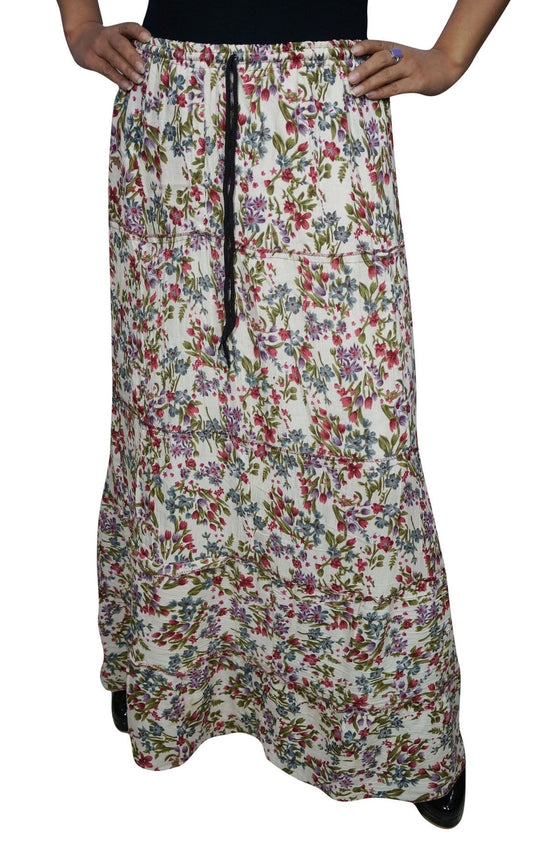 MAxi Skirt Floral Printed Summer Comfy Gypsy Hippie ML