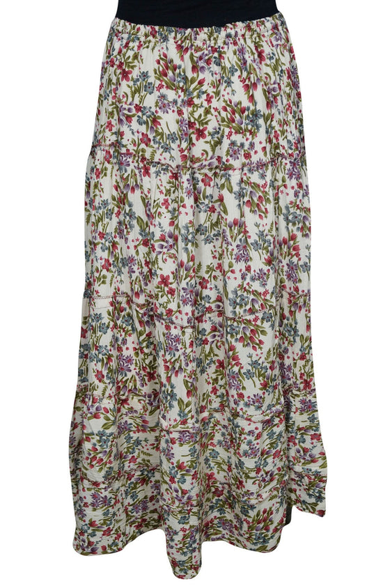 MAxi Skirt Floral Printed Summer Comfy Gypsy Hippie ML