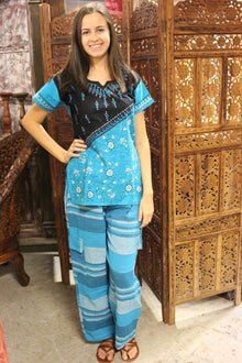  Blue Boho Pants Handloom Cotton