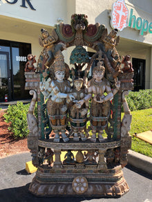  Antique India Sculpture, Hindu Gods Shiva Parvati Temple Carving