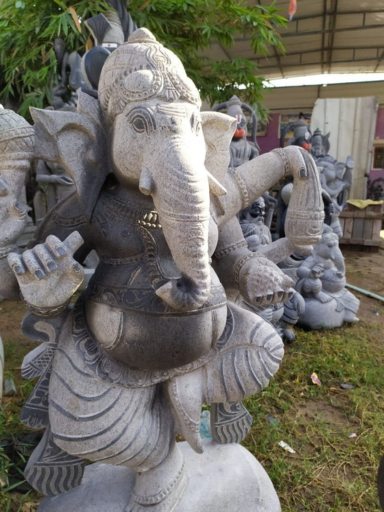 PRE ORDER-Natural Stone Ganesha Garden Statue Handcarved Granite Stone