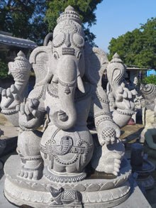  PRE ORDER-Natural Stone Ganesha Garden Statue Handcarved Granite Stone