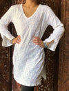 Tunic Dress White Sequin Embroidered cotton Summer Bohemian Kurti
