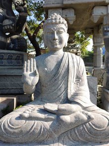  PRE ORDER-Natural Stone Handcarved Abhaya Buddha Garden Statue