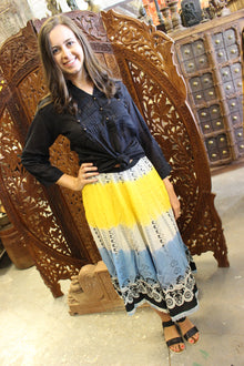  yellow Skirt, Bohemian shirt, MIX MATCH ,Cotton Maxi Set