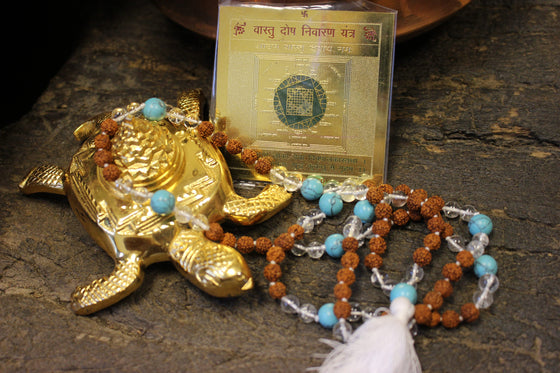 Holistic-Home- Vastu Dosh Nivaran Yantra, Turquoise Beads Crystal Quartz