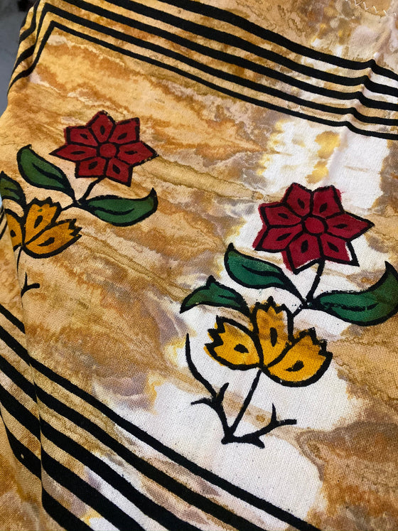 Indi Boho Floral TieDye Bedspread, Cotton Throw, Handloom