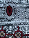 Indi Boho Throw, White Red Floral Paisley Bedspread, Block